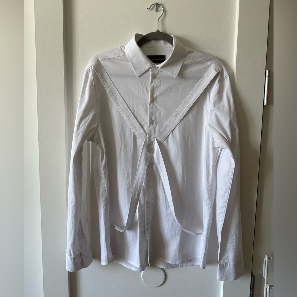 Eliran Nargassi Mens White Long Sleeve Button Down Harness Shirt Dress Size S/M